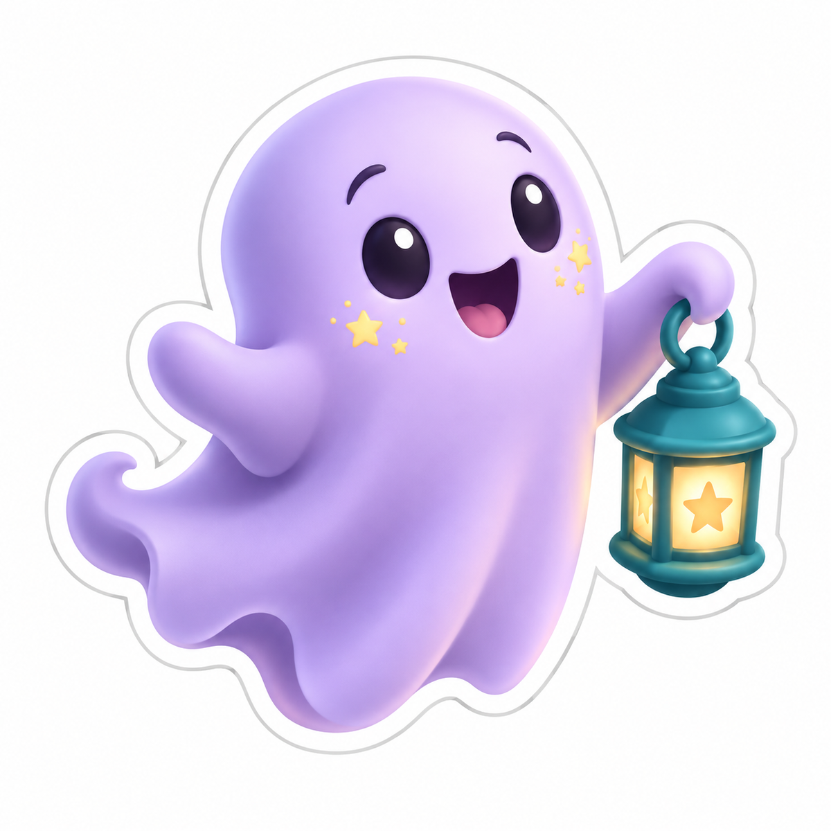 Lavender Ghost With Star-Shaped Freckles Vinyl Sticker Decal