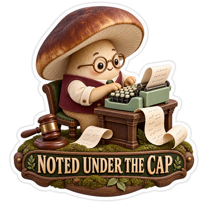 Noted Under the Cap Mushroom Typist Vinyl Sticker Decal