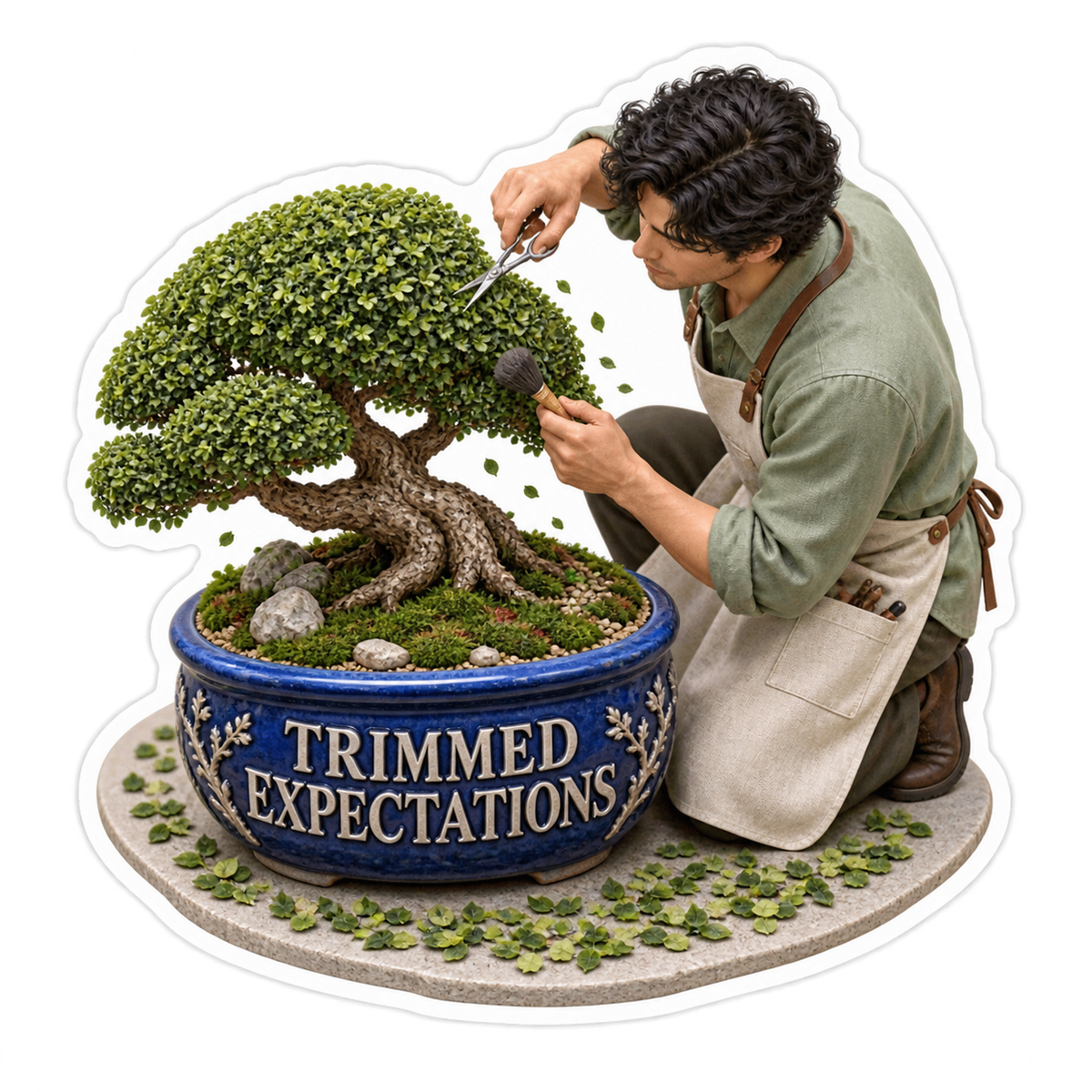 Trimmed Expectations Man Bonsai Vinyl Sticker Decal