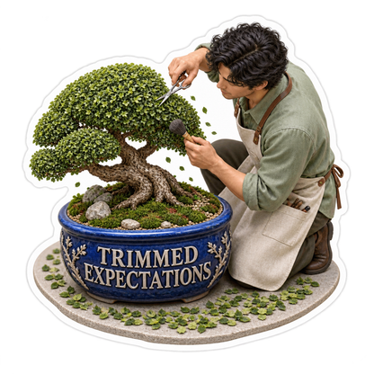 Trimmed Expectations Man Bonsai Vinyl Sticker Decal