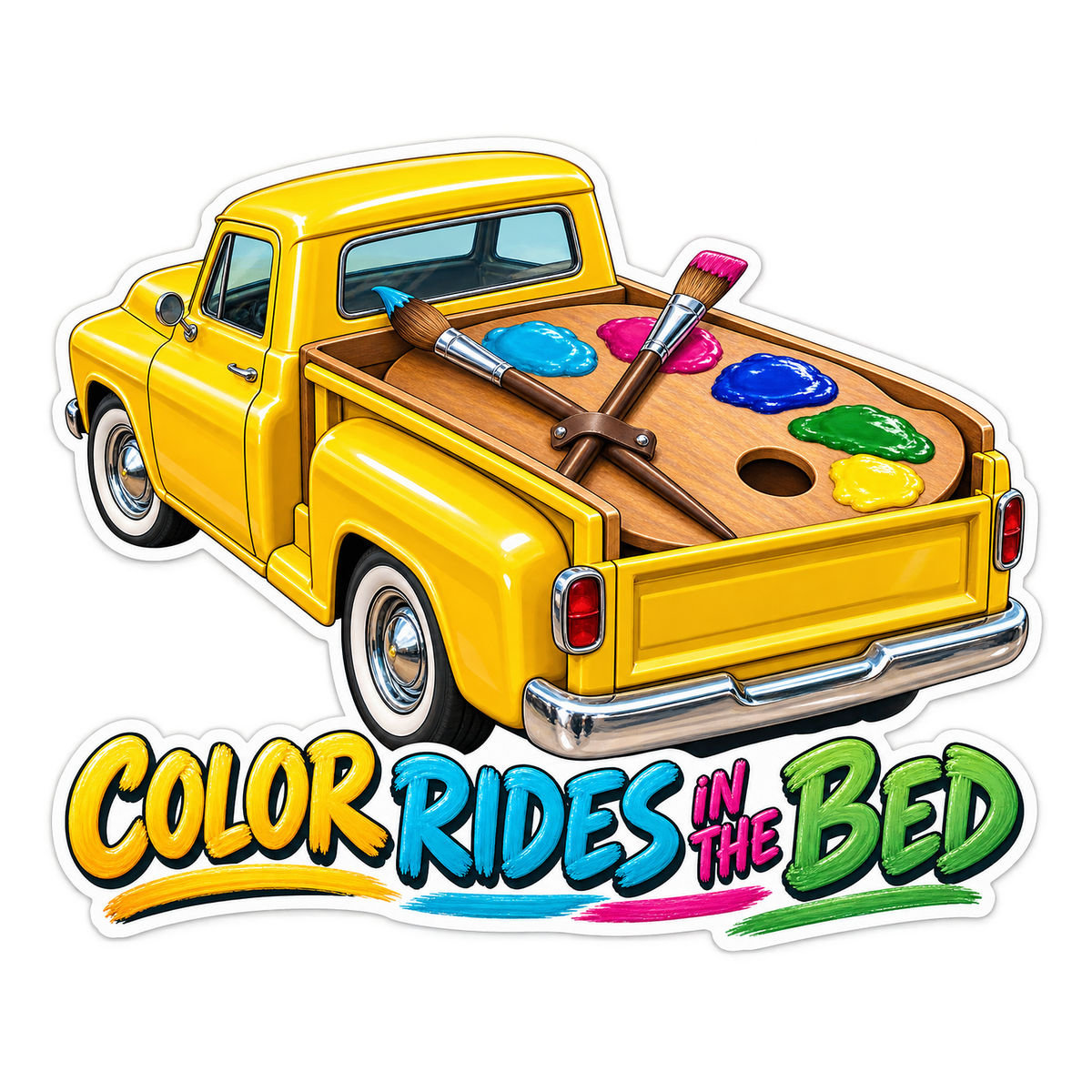 Color Rides In The Bed Vinyl Sticker Decal