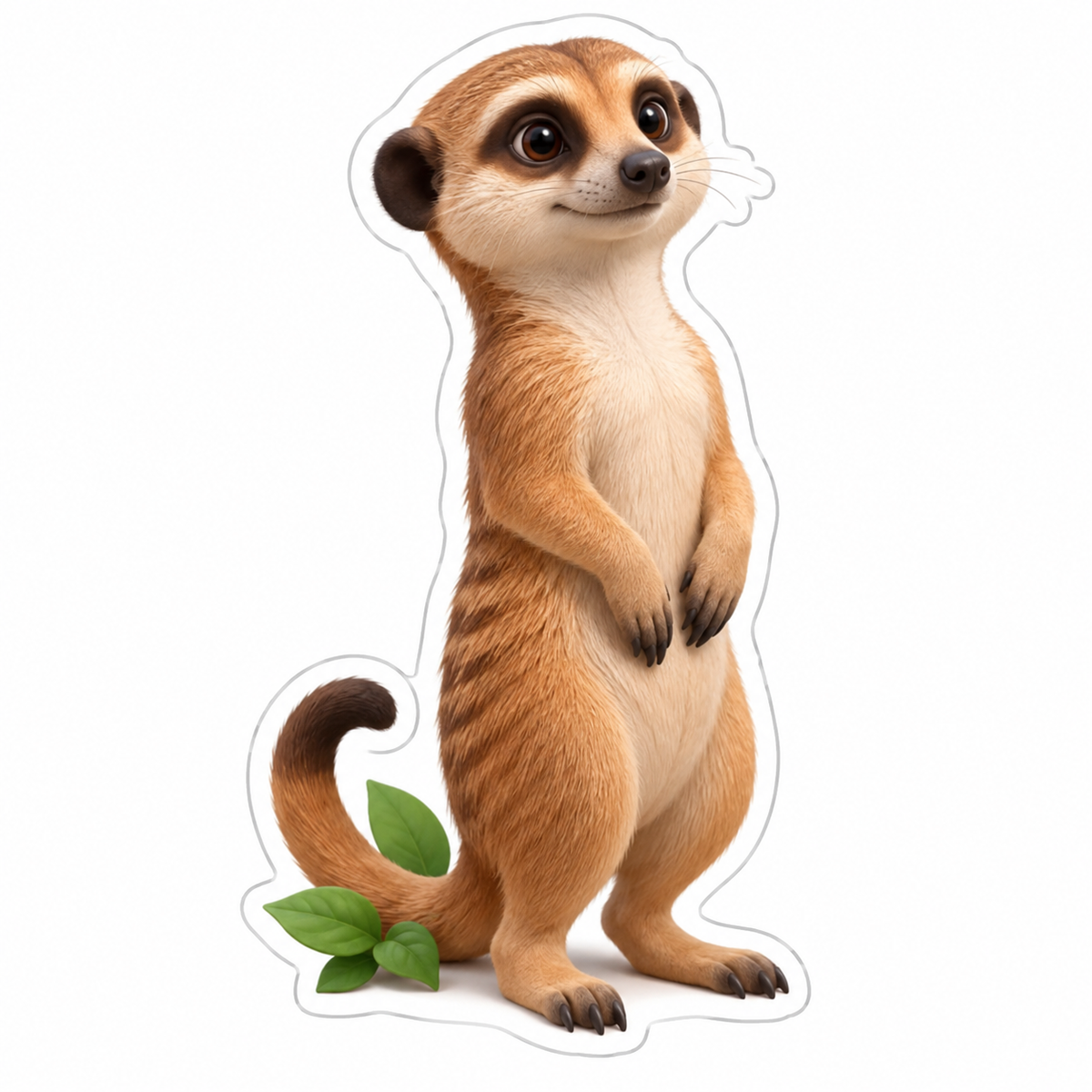 Upright Brown Meerkat Curled Tail Vinyl Sticker Decal