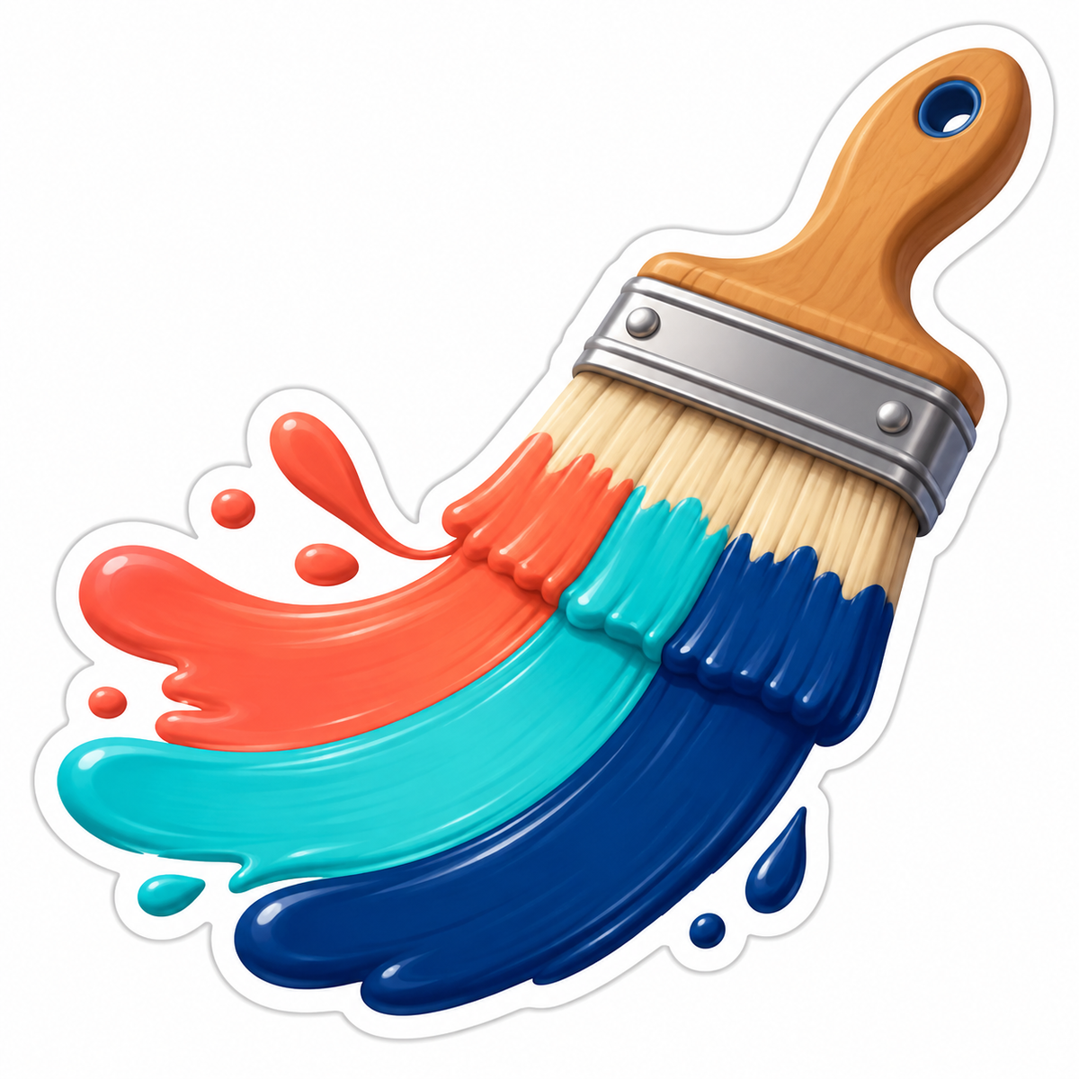 Paintbrush Coral Turquoise Navy Paint Vinyl Sticker Decal