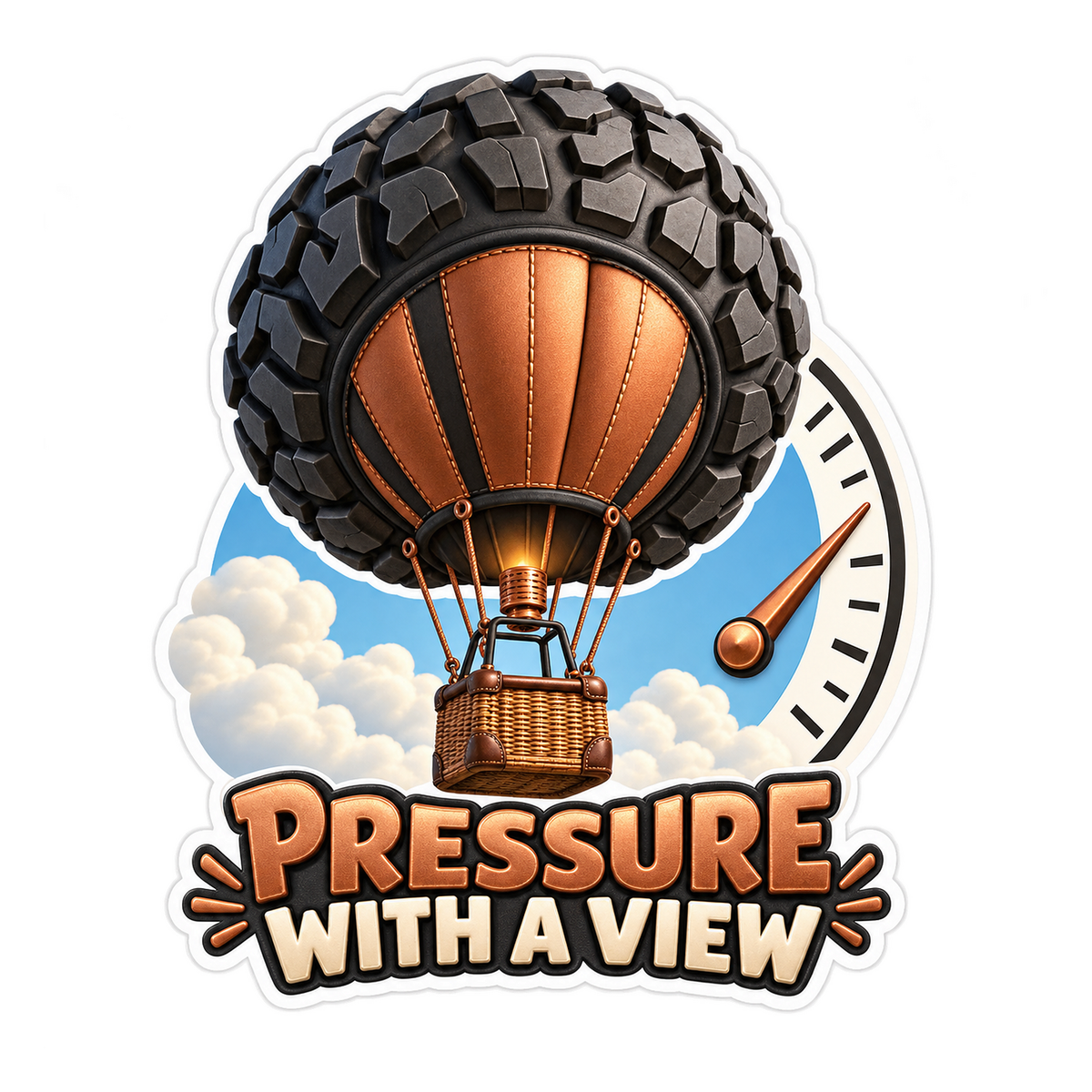 Pressure With A View Tire Balloon Vinyl Sticker Decal