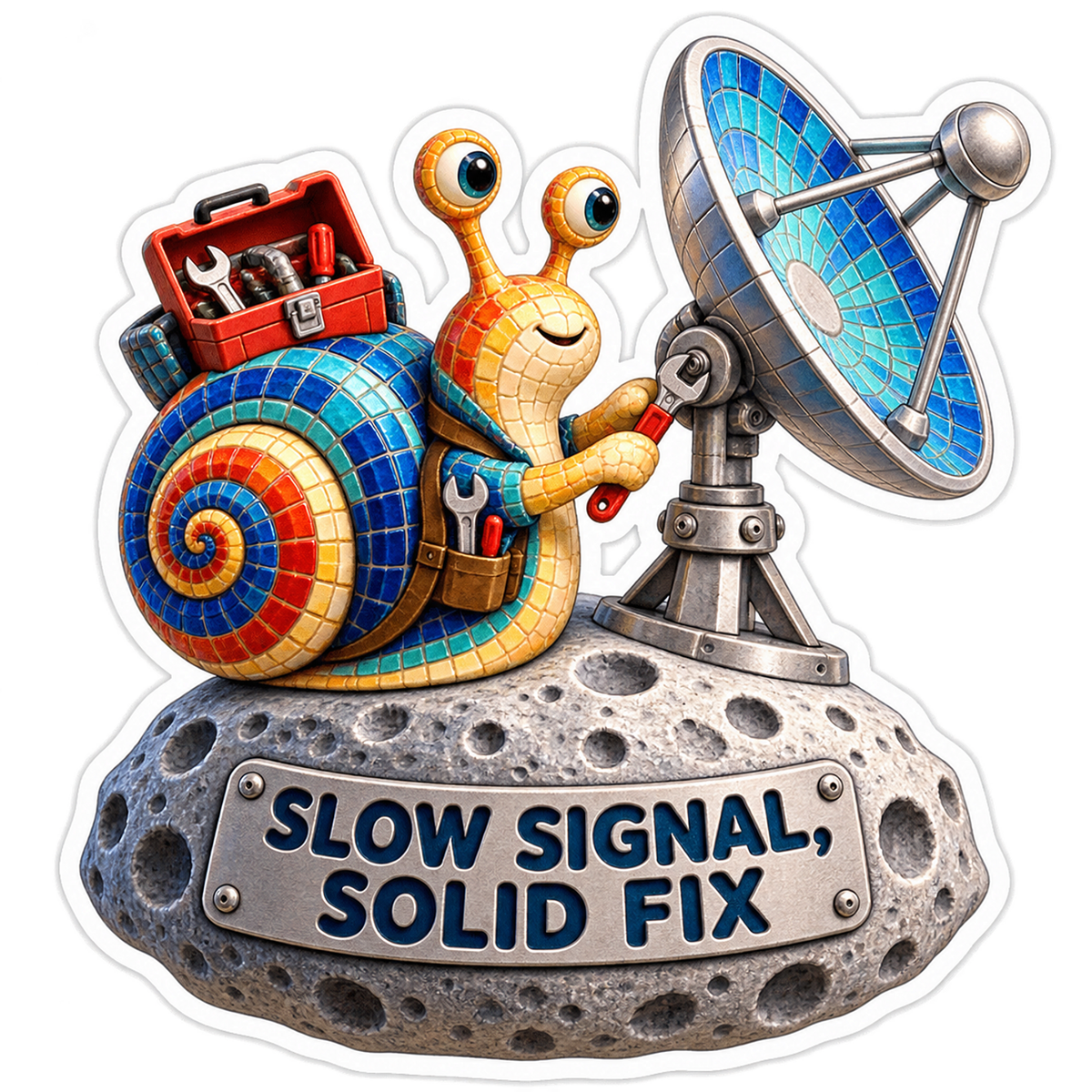 Slow Signal Solid Fix Snail Satellite Vinyl Sticker Decal