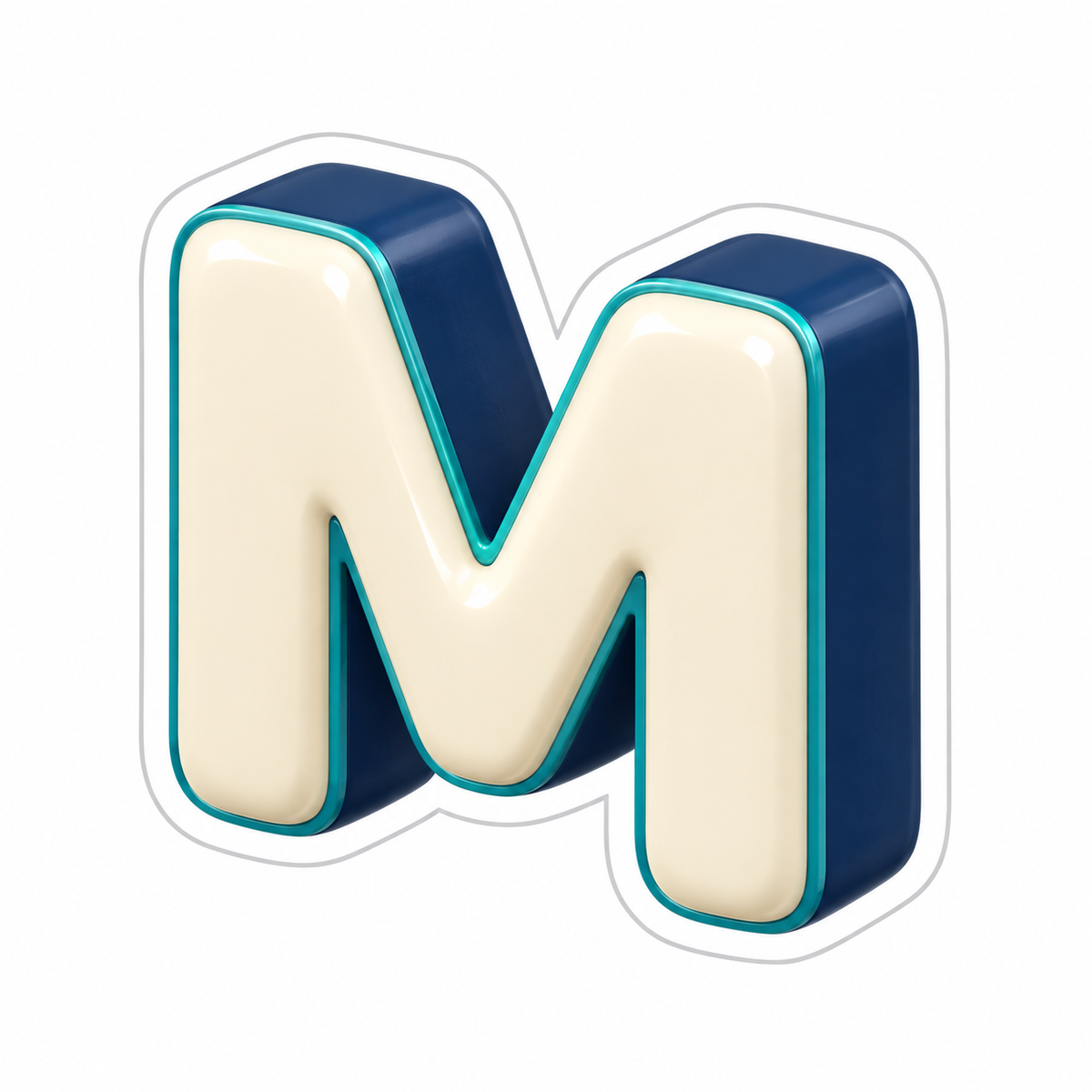 Uppercase Letter M In Cream Vinyl Sticker Decal