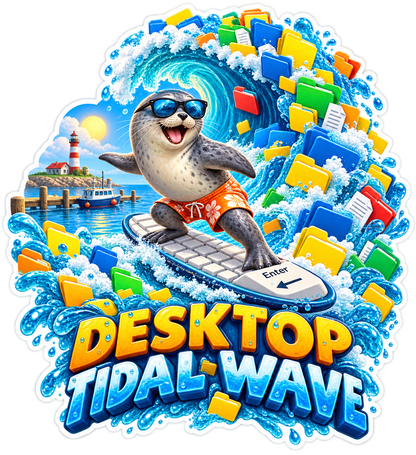 Desktop Tidal Wave Seal Surfing Files Vinyl Sticker Decal