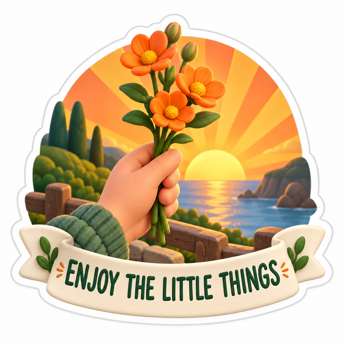 Enjoy The Little Things Orange Vinyl Sticker Decal