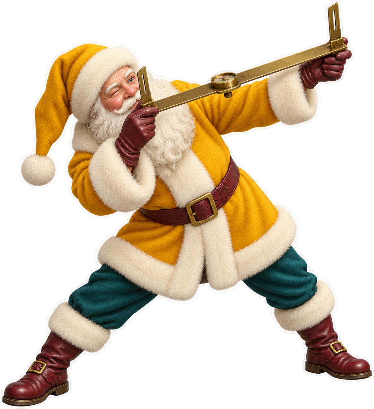 Santa Antique Brass Surveyors Alidade Vinyl Sticker Decal