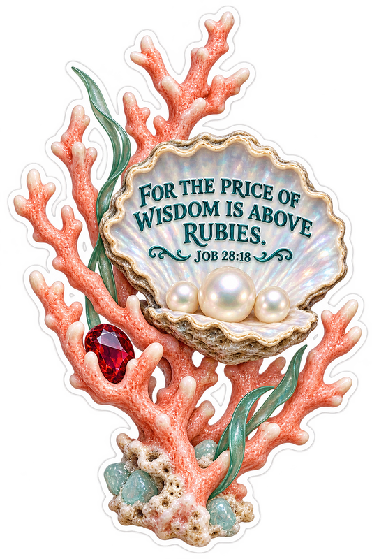 Bible Job 28 18 Coral Pearls Ruby Vinyl Sticker Decal
