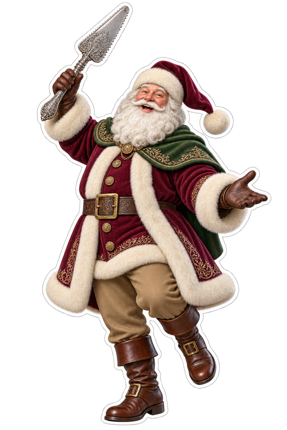 Santa Victorian Silver Cake Saw Vinyl Sticker Decal