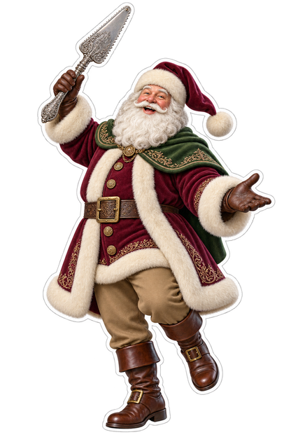 Santa Victorian Silver Cake Saw Vinyl Sticker Decal
