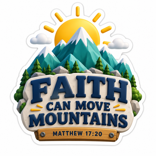 Faith Can Move Mountains Matthew 17:20 Teal Gold Vinyl Sticker Decal