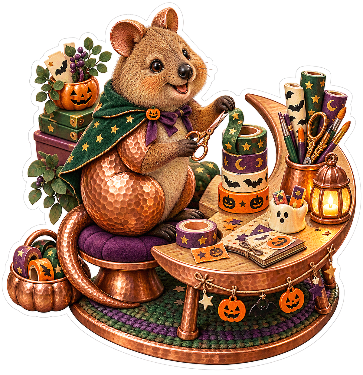 Hammered Copper Quokka Witchy Washi Keeper Vinyl Sticker Decal