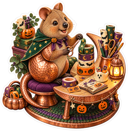 Hammered Copper Quokka Witchy Washi Keeper Vinyl Sticker Decal