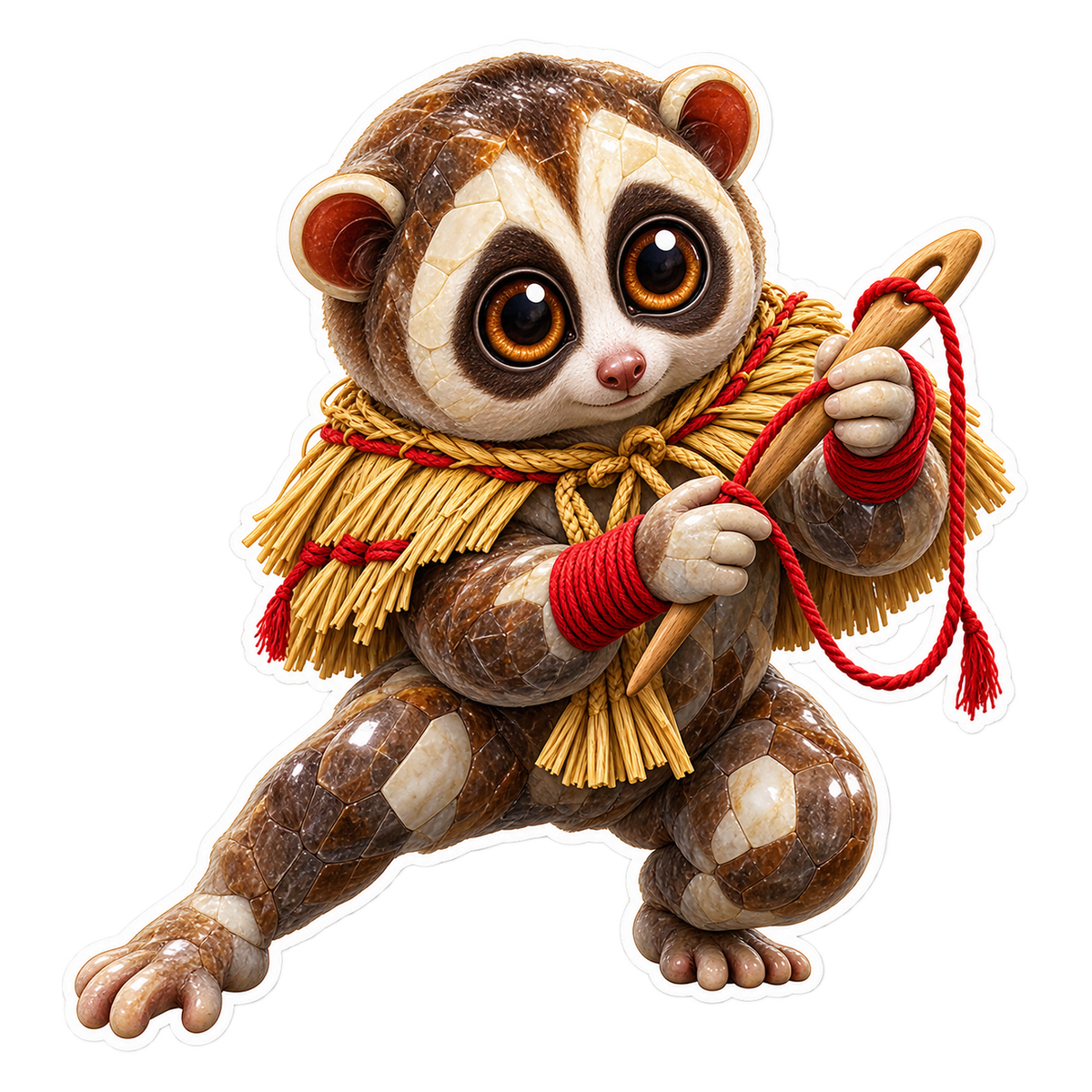 Christmas Hornstone Slow Loris Yule Straw Bodkin Vinyl Sticker Decal