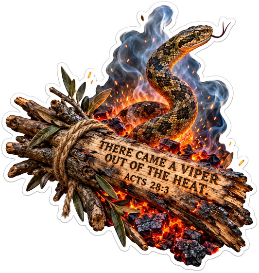 Bible Acts 28 3 Viper Heat Vinyl Sticker Decal