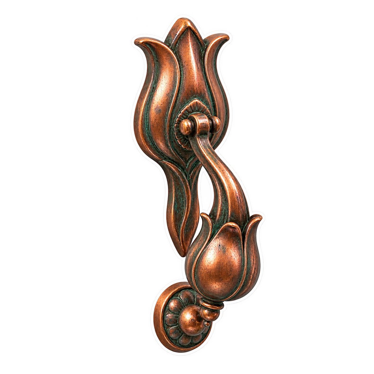 Ornamental Door Knockers Antique Copper Tulip Bud Vinyl Sticker Decal