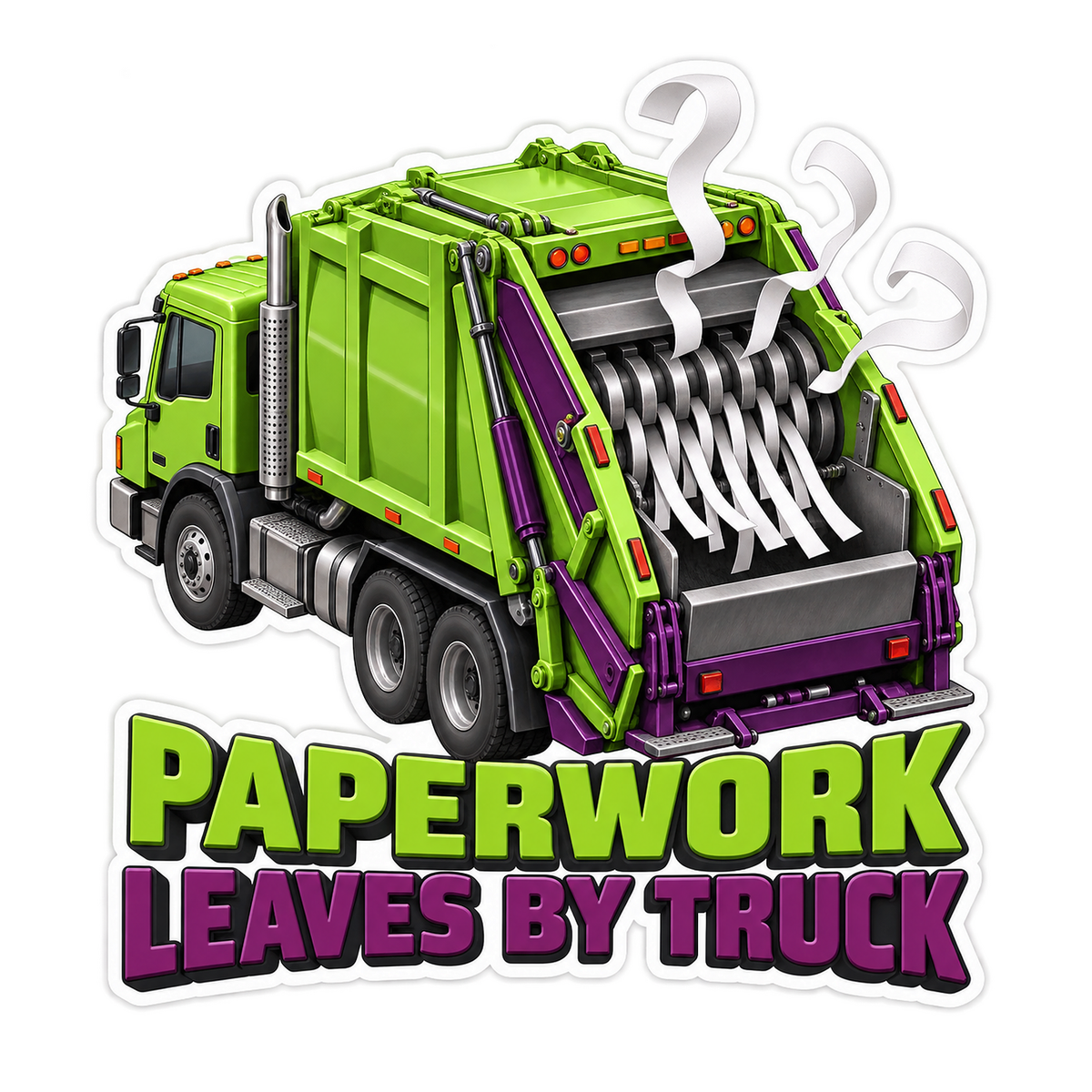 Paperwork Leaves By Truck Vinyl Sticker Decal