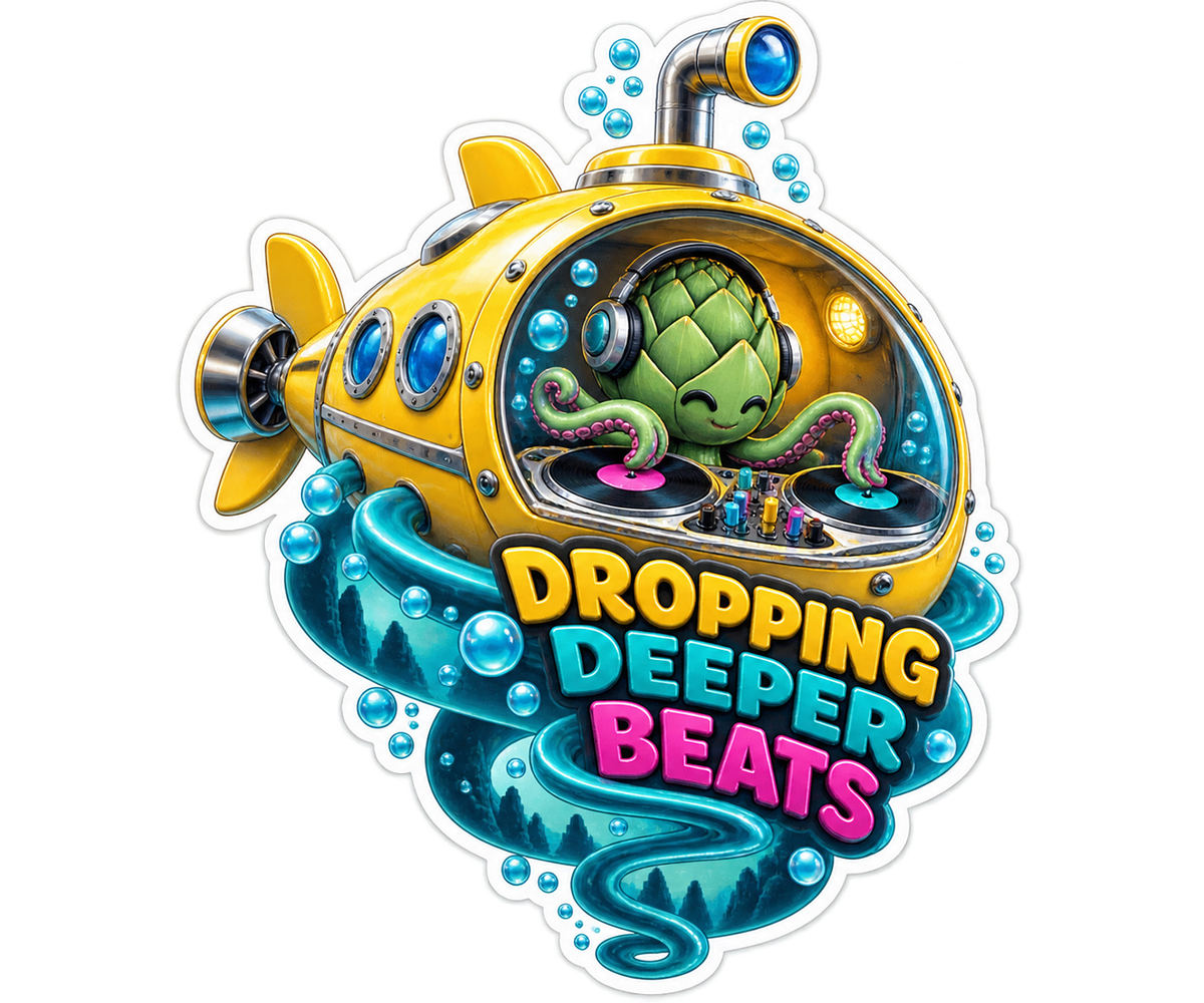 Dropping Deeper Beats Octopus Submarine Vinyl Sticker Decal