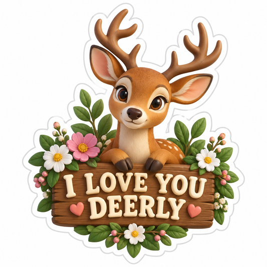 I Love You Deerly Vinyl Sticker Decal