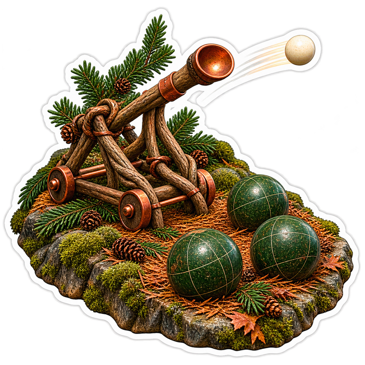 Halloween Bocce Hemlock Cone Pallino Catapult Vinyl Sticker Decal