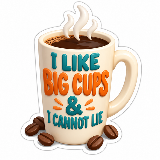 I Like Big Cups & I Cannot Lie Cream Teal Vinyl Sticker Decal