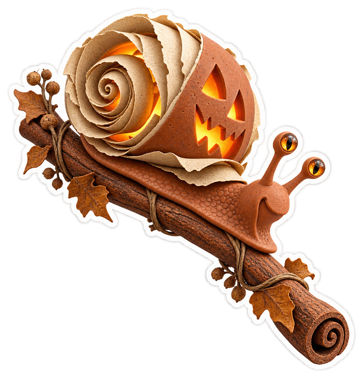 Terracotta Pumpkin Snail Parchment Shell Vinyl Sticker Decal