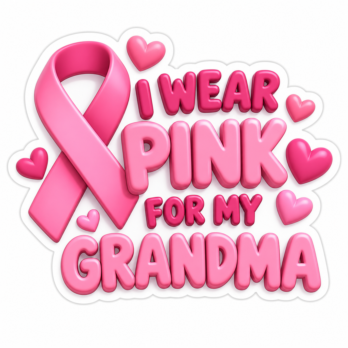 I Wear Pink For My Grandma Vinyl Sticker Decal