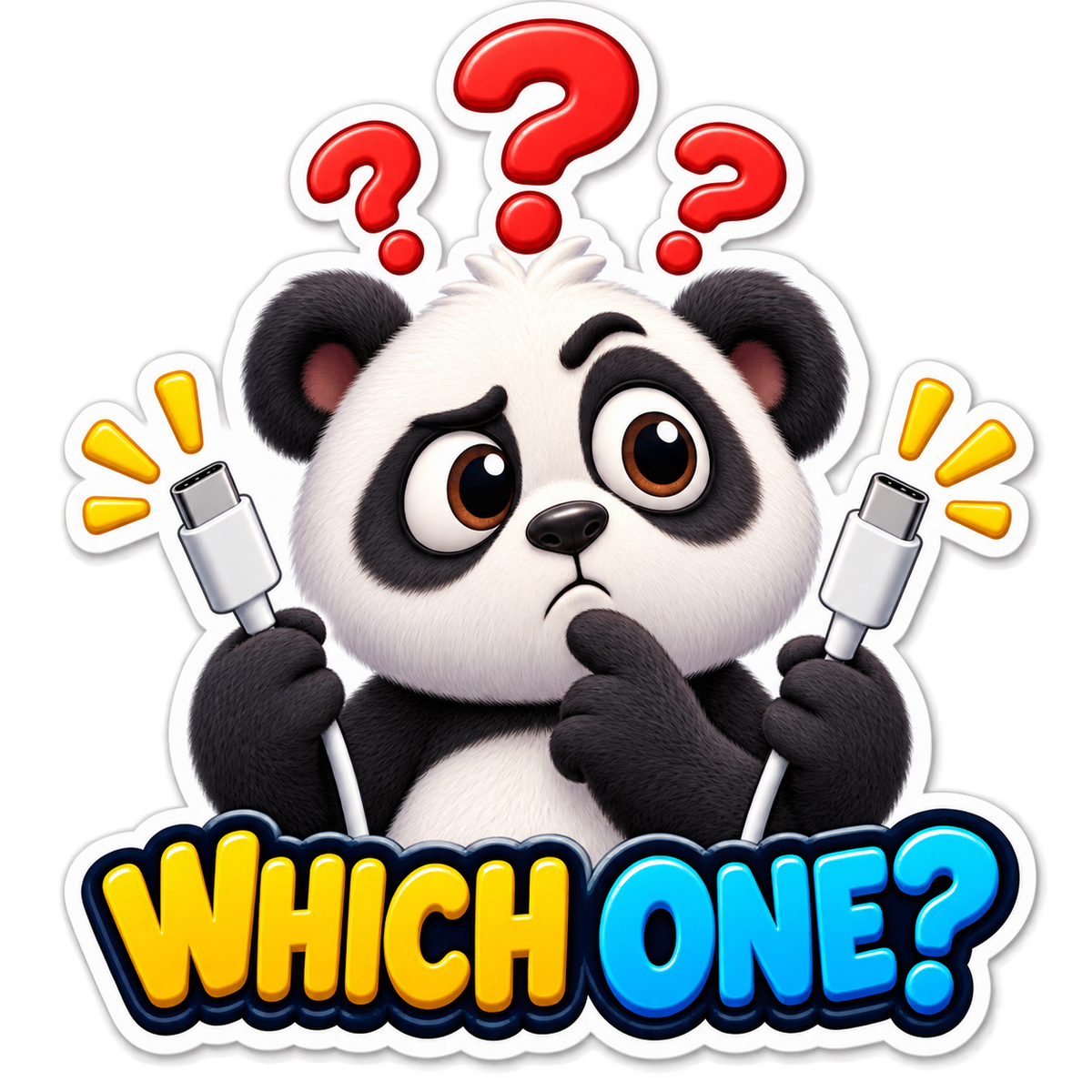 Which One Confused Panda Vinyl Sticker Decal