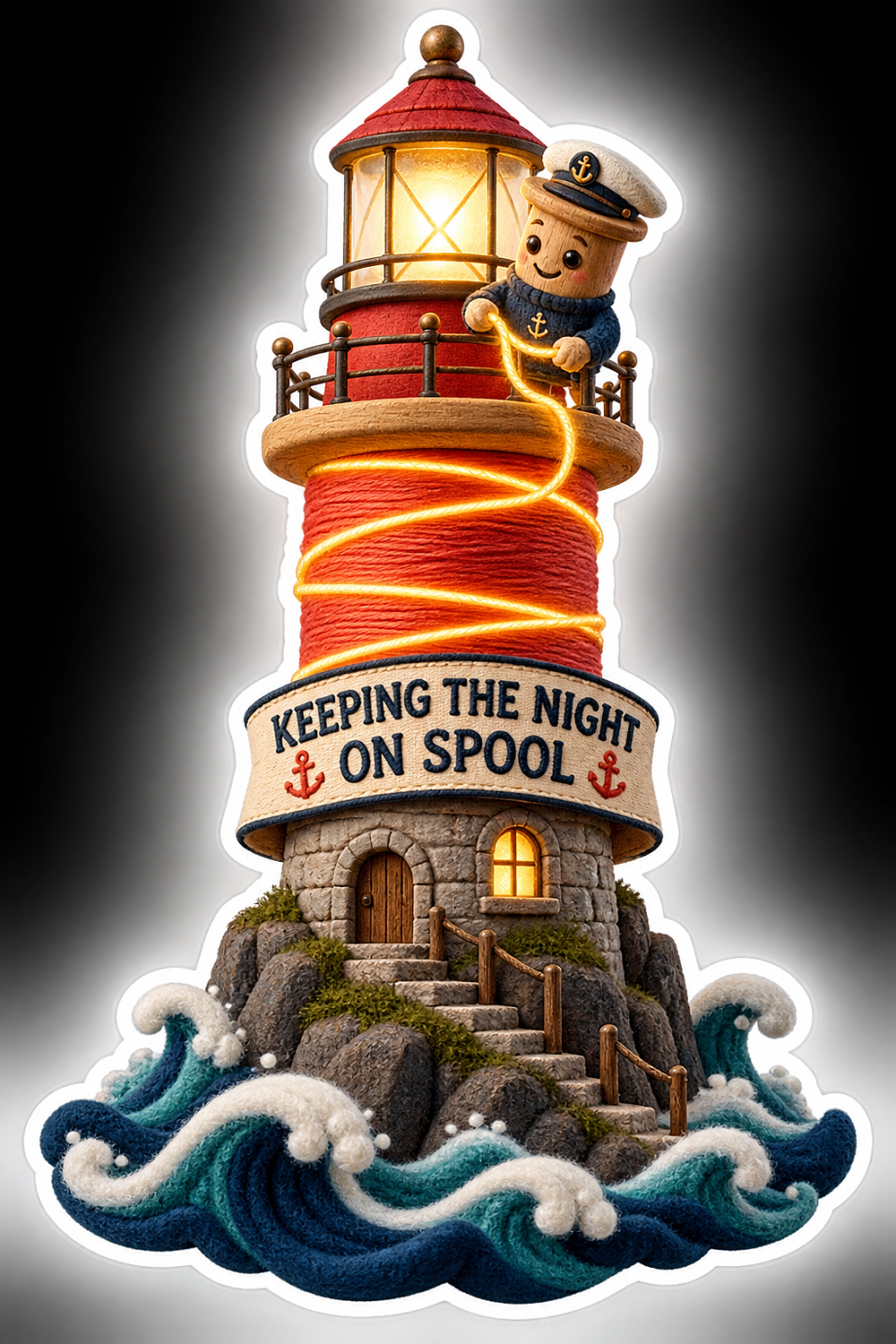 Keeping the Night on Spool Lighthouse Vinyl Sticker Decal