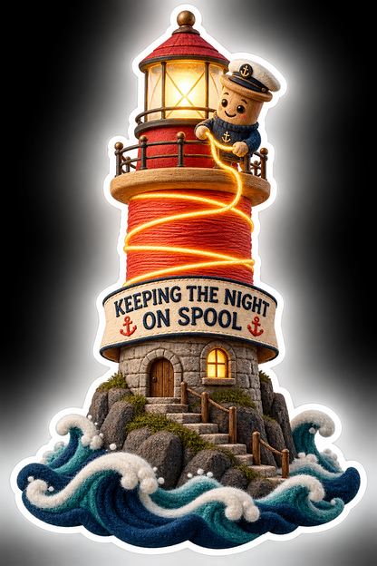 Keeping the Night on Spool Lighthouse Vinyl Sticker Decal