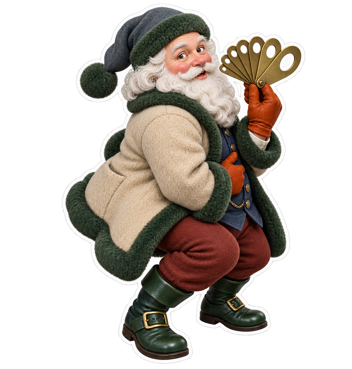 Santa Antique Brass Chain Link Gauge Vinyl Sticker Decal