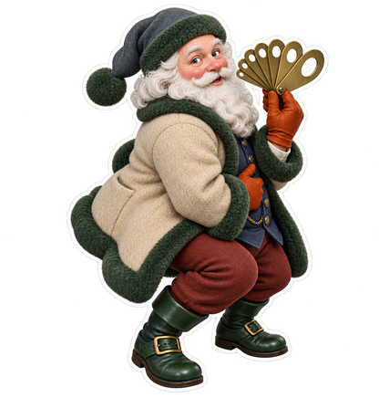 Santa Antique Brass Chain Link Gauge Vinyl Sticker Decal