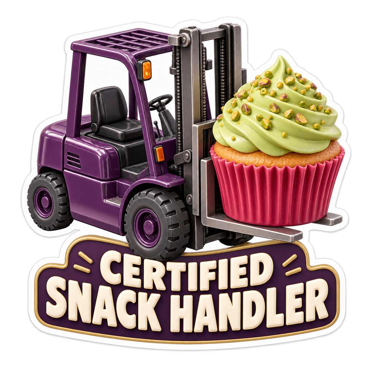 Certified Snack Handler Forklift Vinyl Sticker Decal