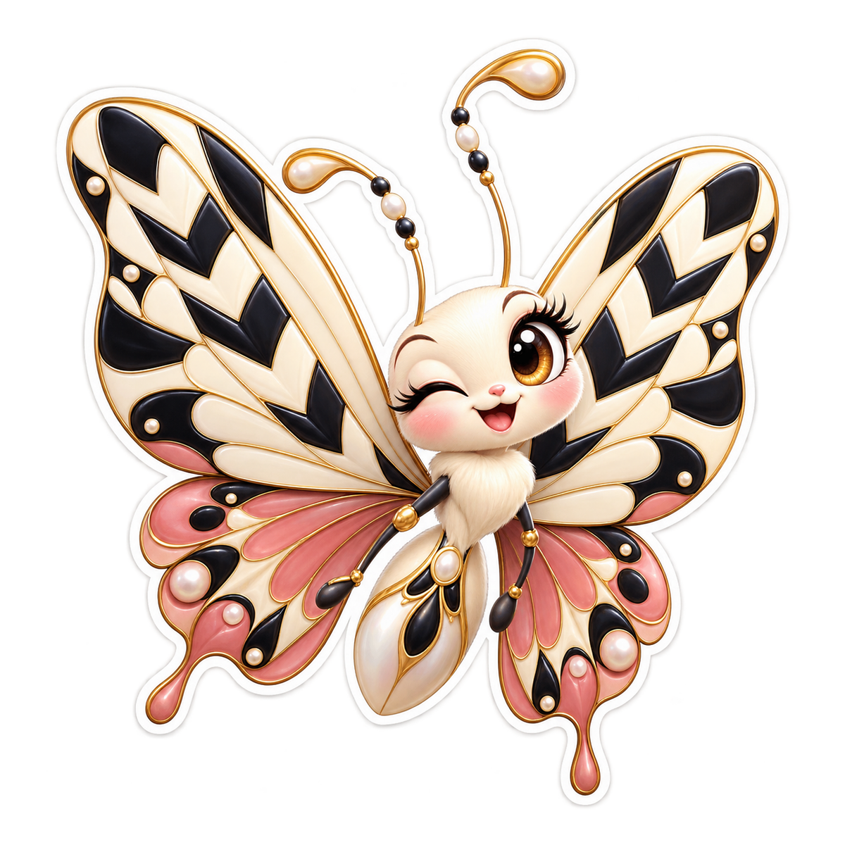 Piano Chevron Wink Butterfly Vinyl Sticker Decal