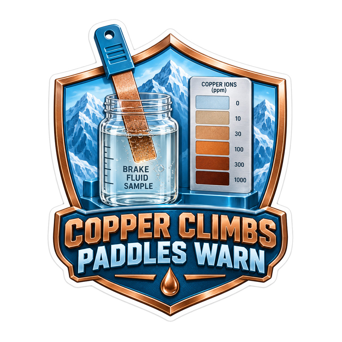 Brake Fluid Copper Ion Test Paddle Vinyl Sticker Decal