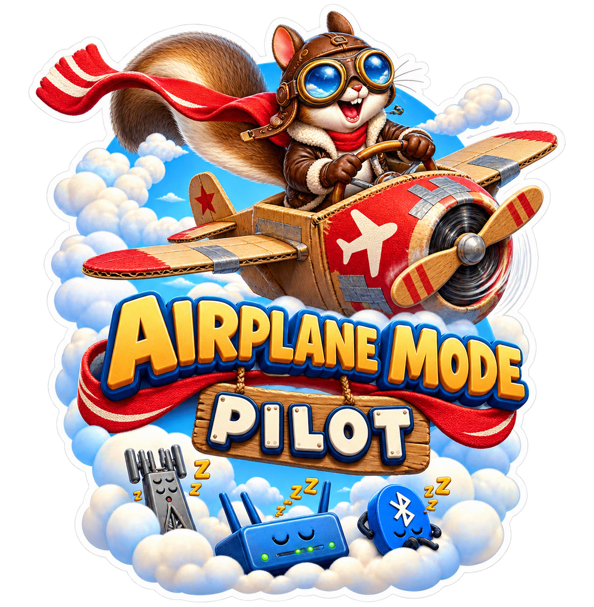 Airplane Mode Pilot Chipmunk Vinyl Sticker Decal