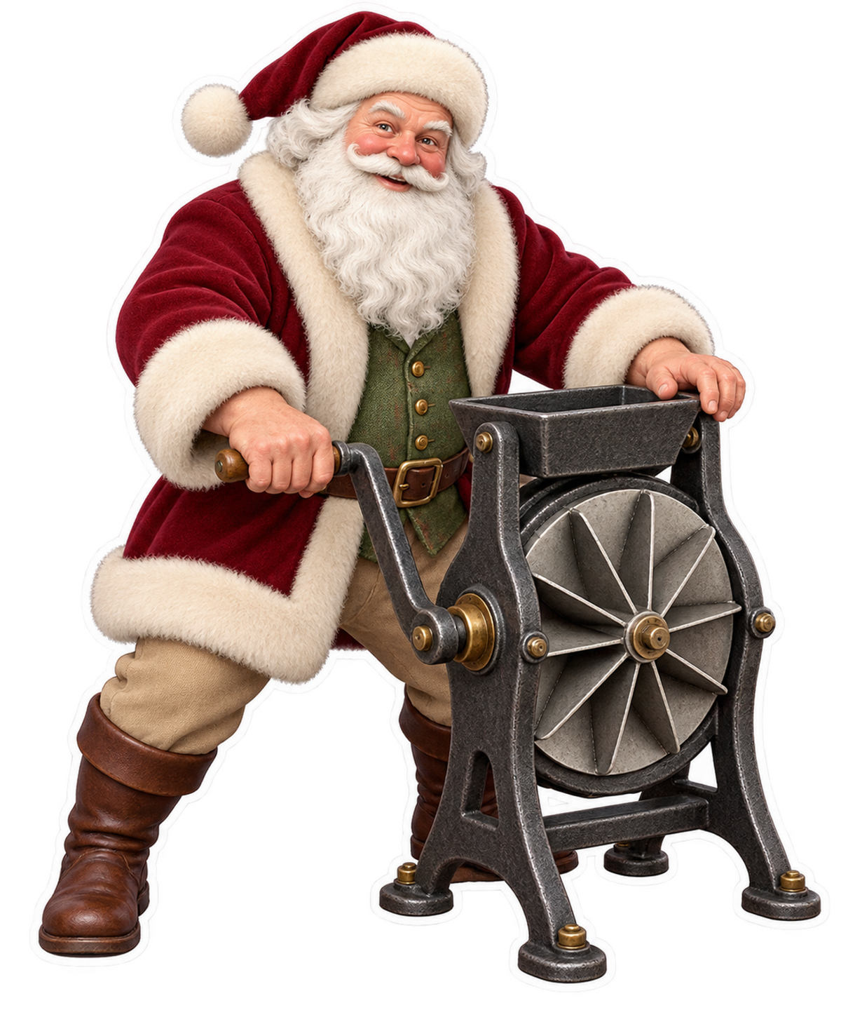 Santa Antique Cast Iron Dough Divider Vinyl Sticker Decal