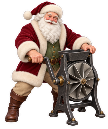 Santa Antique Cast Iron Dough Divider Vinyl Sticker Decal