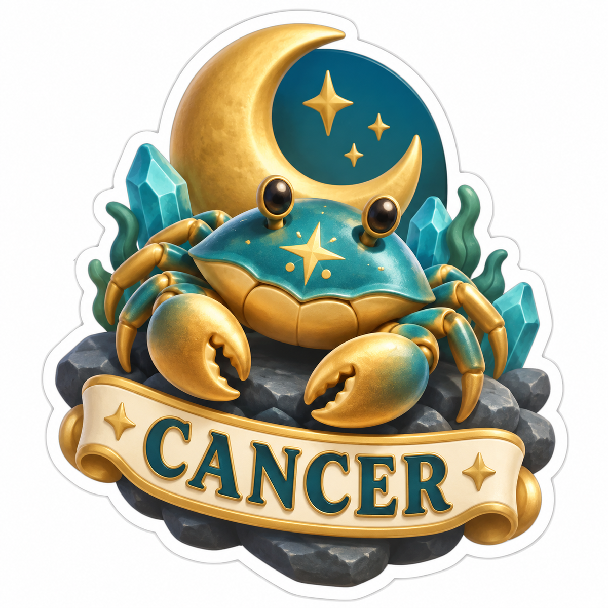 Cancer Gold Teal Vinyl Sticker Decal