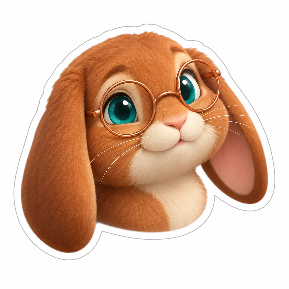 Cinnamon Rabbit Face With Lop Ears Vinyl Sticker Decal