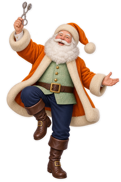 Santa Victorian Silver Egg Topper Vinyl Sticker Decal