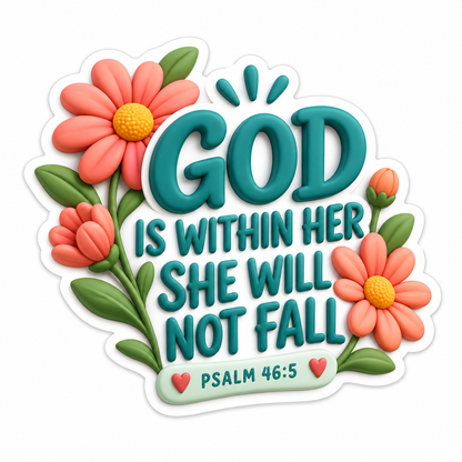 God Is Within Her She Will Not Fall Psalm 46:5 Vinyl Sticker Decal
