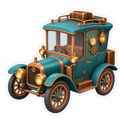 Teal Copper Vintage Touring Automobile Vinyl Sticker Decal