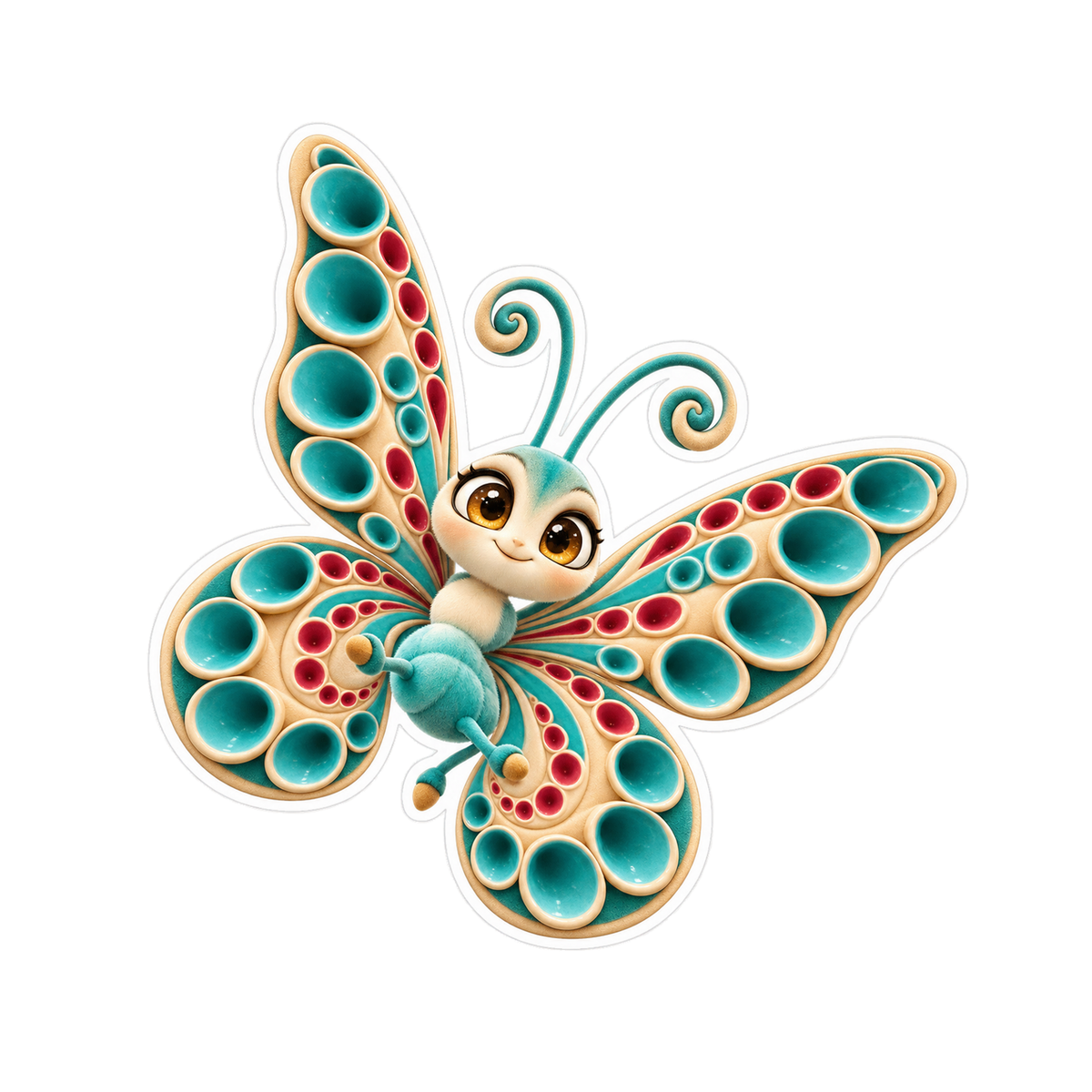 Butterfly Turquoise Cupfrill Twirl Vinyl Sticker Decal