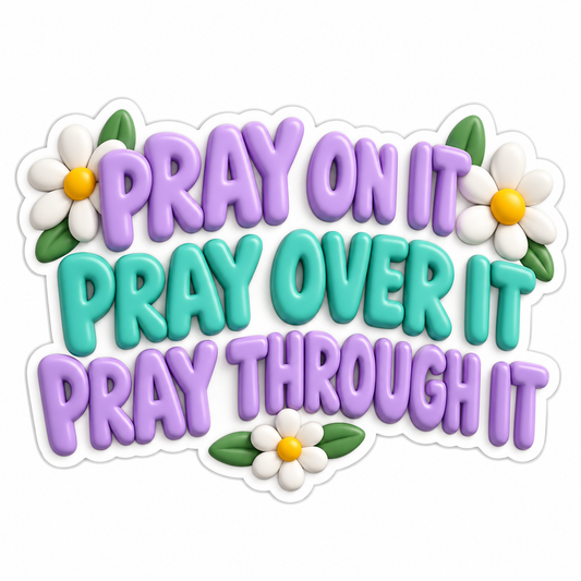 Prayer Quote in Purple and Teal with Daisies Vinyl Sticker Decal