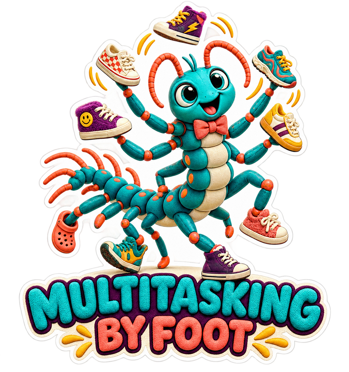 Multitasking by Foot Centipede Shoes Vinyl Sticker Decal