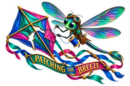 Patching the Breeze Dragonfly Kite Vinyl Sticker Decal