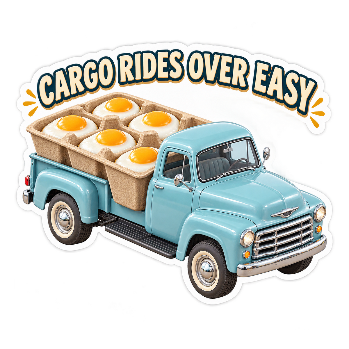 Cargo Rides Over Easy Vinyl Sticker Decal
